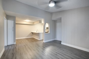 Model living room and kitchen